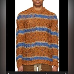 Andersson Bell Bothnia Distressed Striped Crewneck Sweater Mens Sz S